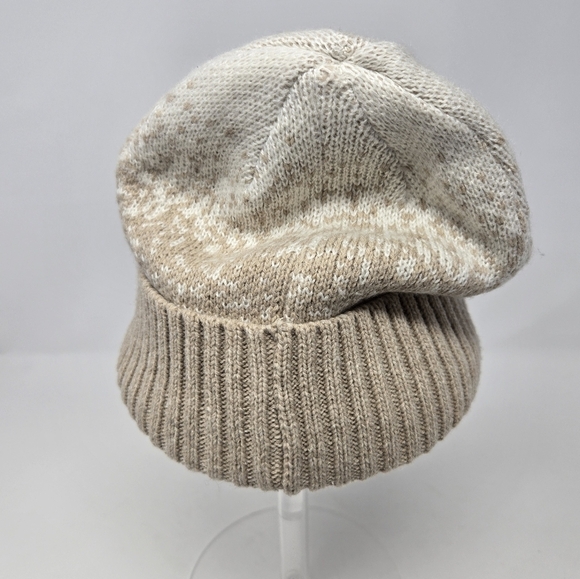 CALVIN KLEIN TAN & CREAM FLEECE LINED BEANIE HAT ACCESSORY FOLDED BRIM WOMEN OS - Picture 6 of 12